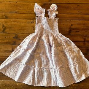 Hill House Striped Kids Casual Dress - Pink and White